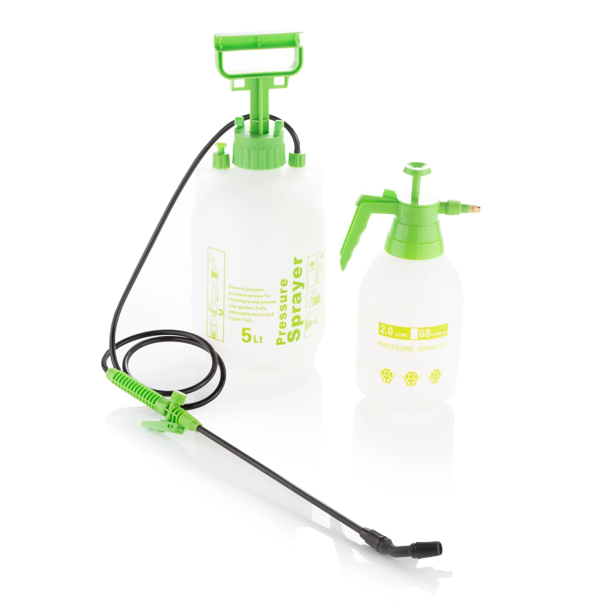 Alfresia Garden Pressure Sprayer Two Set - 2L with Safety Valve and 5L with Lance Wand, Hose Pipe Alternative for Eco Watering, Hose Pipe Ban Friendly, Weed Sprayer Pump, Garden Spray Bottles