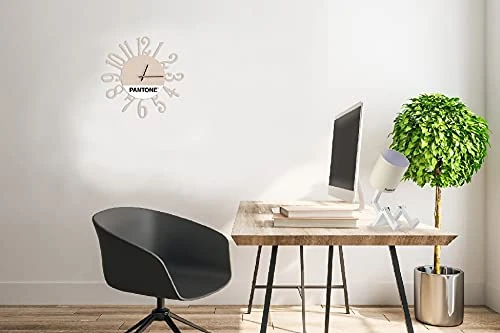 Homemania Round Wall Clock for Living Room Kitchen Office Sand White Black Metal 40 x 0.15 x 40 cm, Dimension du Produit: L40xP0,15xA40 cm, 0,7 kg - Image 1