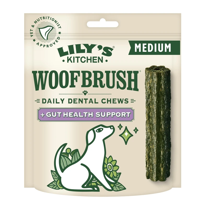 Lily's Kitchen Woofbrush Gut Health Dental Chew - Natural Dental Sticks for Medium Dogs (35 x 28g)