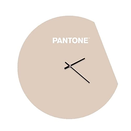 Homemania Moon Round Wall Clock for Living Room Kitchen Office Sand White Metal 40 x 0.15 x 40 cm, Dimension du Produit: L40xP0,15xA40 cm, 1,4 kg