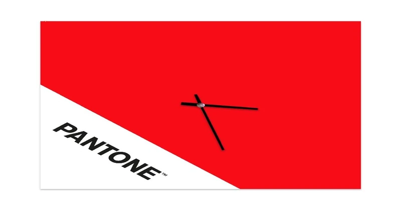 Pantone by Homemania Homemania Double Clock, Square Wall Decoration, for Living Room, Kitchen, Office, Red, White, Black Metal, 40 x 0.15 x 40 cm, Dimension du Produit: L40xP0,15xA40 cm, 1,9 kg