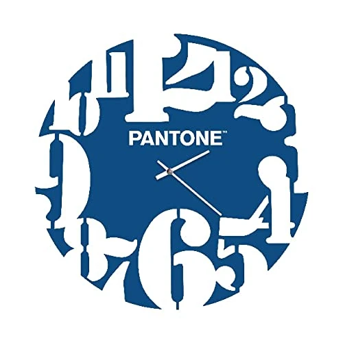 Homemania Round Wall Clock with Numbers for Living Room, Kitchen, Office, Blue, White, Metal, 40 x 0.15 x 40 cm, Dimension du Produit: L40xP0,15xA40 cm, 0,9 kg