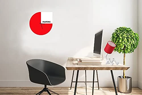 Homemania Slice Round Wall Clock for Living Room, Kitchen, Office, Red, White, Black Metal, 40 x 0.15 x 40 cm - Image 1