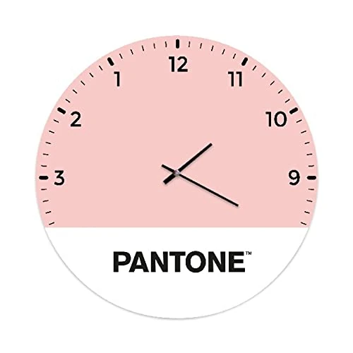 Homemania Side Down Wall Clock Round for Living Room Kitchen Office Pink White Black Metal 40 x 0.15 x 40 cm, Dimension du Produit: L40xP0,15xA40 cm, 1,5 kg