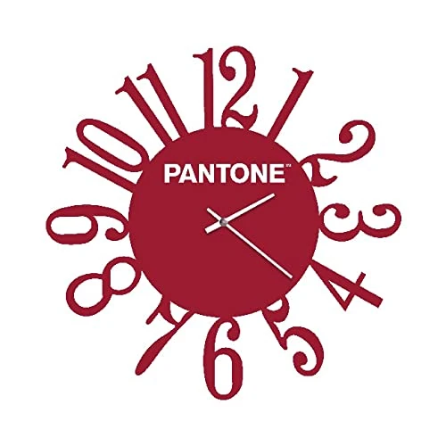 Homemania Loop Round Wall Clock for Living Room Kitchen Office Bordeaux White Metal 40 x 0.15 x 40 cm, Dimension du Produit: L40xP0,15xA40 cm, 0,7 kg