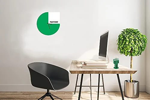 Homemania Slice Round Wall Clock for Living Room Kitchen Office Green White Black Metal 40 x 0.15 x 40 cm, Dimension du Produit: L40xP0,15xA40 cm, 1,6 kg