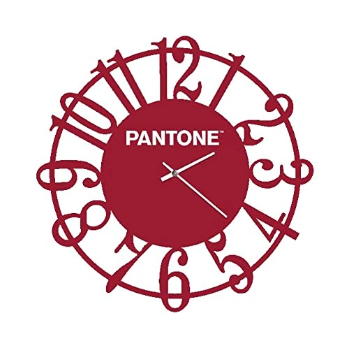 Homemania Round Wall Clock for Living Room Kitchen Office Bordeaux White Metal 40 x 0.15 x 40 cm, Dimension du Produit: L40xP0,15xA40 cm, 0,8 kg