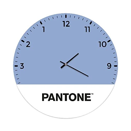 Homemania Side Down Round Wall Clock for Living Room, Kitchen, Office, Blue, White, Black, Metal, 40 x 0.15 x 40 cm, Dimension du Produit: L40xP0,15xA40 cm, 1,5 kg