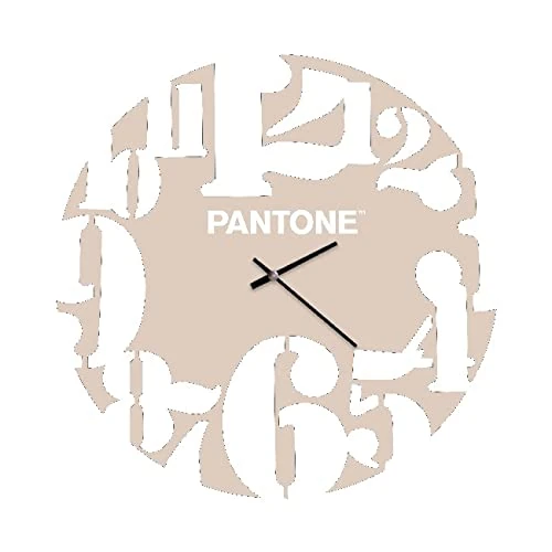 Homemania Round Wall Clock with Numbers for Living Room Kitchen Office Sand White Metal 40 x 0.15 x 40 cm, Dimension du Produit: L40xP0,15xA40 cm, 0,9 kg