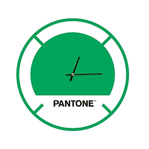 Pantone by Homemania Homemania Drive in Round Wall Clock for Living Room, Kitchen, Office-Green, White, Black Metal, 40 x 0.15 x 40 cm, Dimension du Produit: L40xP0,15xA40 cm, 1 kg - Image 1