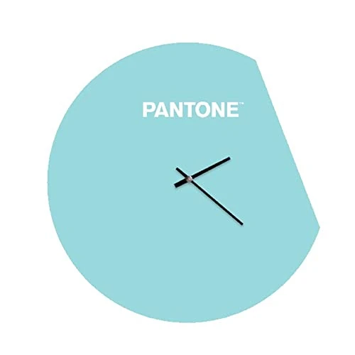 Homemania Moon Wall Clock for Living Room, Kitchen, Office, Blue, White, Metal, 40 x 0.15 x 40 cm, Dimension du Produit: L40xP0,15xA40 cm, 1,4 kg