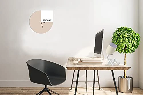 Homemania Slice Round Wall Clock for Living Room Kitchen Office Sand White Black Metal 40 x 0.15 x 40 cm, Dimension du Produit: L40xP0,15xA40 cm, 1,6 kg - Image 1