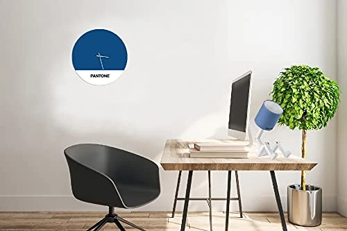 Homemania Tramonto Wall Clock - Round Wall Decoration - Living Room Kitchen Office - Blue, White, Black, Metal, 40 x 0.15 x 40 cm