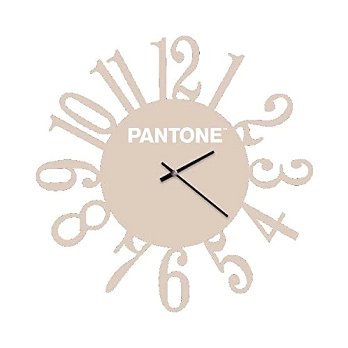 Pantone by Homemania Homemania Loop Clock, Round Wall Decoration, for Living Room, Kitchen, Office, Sand, White, Metal, 40 x 0.15 x 40 cm, Dimension du Produit: L40xP0,15xA40 cm, 0,7 kg