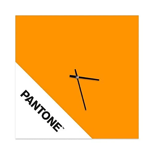 Pantone by Homemania Homemania Double Wall Clock Square Decoration for Living Room Kitchen Office Orange White Black Metal 40 x 0.15 x 40 cm, Dimension du Produit: L40xP0,15xA40 cm, 1,9 kg
