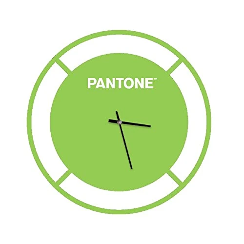 Pantone by Homemania Homemania Drive Round Wall Clock for Living Room, Kitchen, Office, Green, White Metal 40 x 0.15 x 40 cm, Dimension du Produit: L40xP0,15xA40 cm, 1 kg