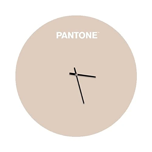 Pantone by Homemania Homemania Sunrise Round Wall Clock for Living Room Kitchen Office Sand White Metal 40 x 0.15 x 40 cm, Dimension du Produit: L40xP0,15xA40 cm, 1,5 kg