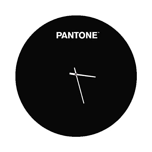 Pantone by Homemania Homemania Sunrise Round Wall Clock for Living Room, Kitchen, Office, Black, White, Metal, 40 x 0.15 x 40 cm, Dimension du Produit: L40xP0,15xA40 cm, 1,5 kg