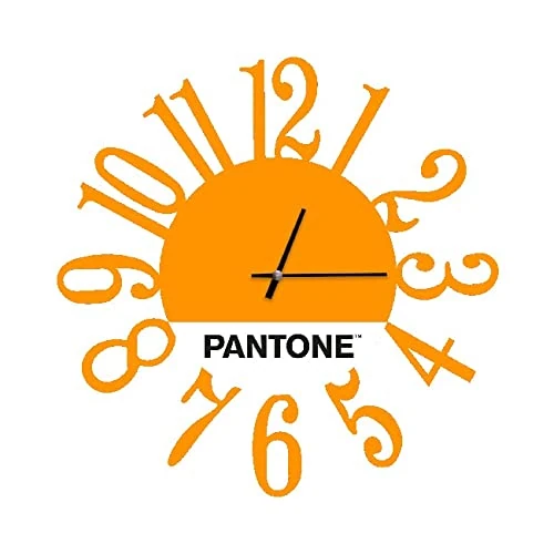 Pantone by Homemania Homemania Clock Link Round Wall Decoration for Living Room Kitchen Office Orange White Black Metal 40 x 0.15 x 40 cm, Dimension du Produit: L40xP0,15xA40 cm, 0,7 kg