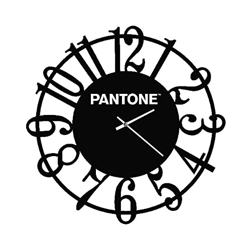 Homemania Round Wall Clock for Living Room Kitchen Office Black White Metal 40 x 0.15 x 40 cm, Dimension du Produit: L40xP0,15xA40 cm, 0,8 kg