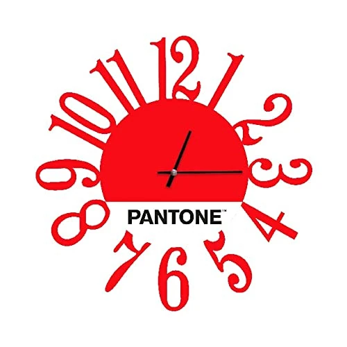 Pantone by Homemania Homemania Link Round Wall Clock for Living Room Kitchen Office Red White Black Metal 40 x 0.15 x 40 cm, Dimension du Produit: L40xP0,15xA40 cm, 0,7 kg