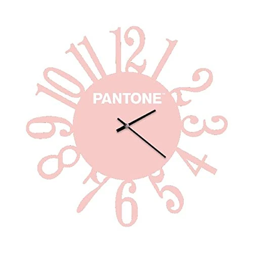 Homemania Loop Round Wall Clock for Living Room Kitchen Office Pink White Metal 40 x 0.15 x 40 cm, Dimension du Produit: L40xP0,15xA40 cm, 0,7 kg - Image 1