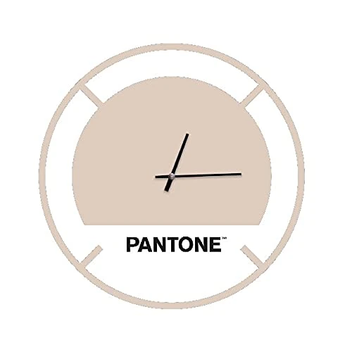 Pantone by Homemania Homemania Drive in Wall Decoration Clock Round for Living Room Kitchen Office Sand White Black Metal 40 x 0.15 x 40 cm, Dimension du Produit: L40xP0,15xA40 cm, 1 kg