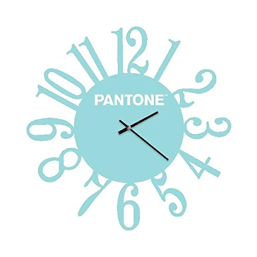 Homemania Loop Round Wall Clock for Living Room Kitchen Office Blue White Metal 40 x 0.15 x 40 cm, Dimension du Produit: L40xP0,15xA40 cm, 0,7 kg