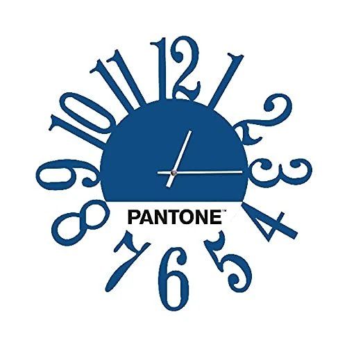 Homemania Round Wall Clock for Living Room Kitchen Office Blue White Black Metal 40 x 0.15 x 40 cm, Dimension du Produit: L40xP0,15xA40 cm, 0,7 kg