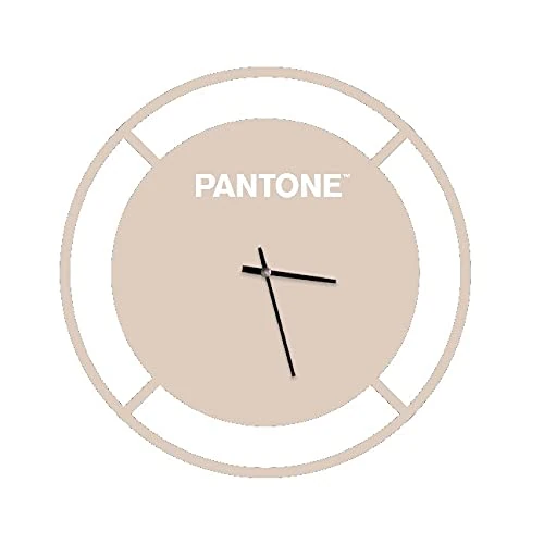 Pantone by Homemania Homemania Drive Clock, Round Wall Decoration, for Living Room, Kitchen, Office, Sand, White, Metal 40 x 0.15 x 40 cm, Dimension du Produit: L40xP0,15xA40 cm, 1 kg
