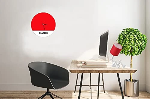 Homemania Tramonto Wall Clock - Round Wall Decoration - Living Room Kitchen Office - Red, White, Black, Metal, 40 x 0.15 x 40 cm - Image 1