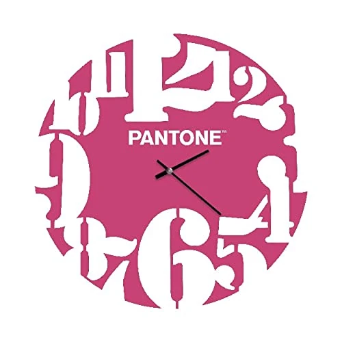 Pantone by Homemania Homemania Round Wall Decoration Clock for Living Room Kitchen Office Pink White Metal 40 x 0.15 x 40 cm, Dimension du Produit: L40xP0,15xA40 cm, 0,9 kg