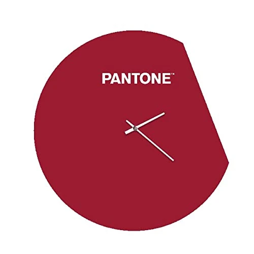Pantone by Homemania Homemania Moon Clock Round Wall Decoration for Living Room Kitchen Office Bordeaux White Metal 40 x 0.15 x 40 cm, Dimension du Produit: L40xP0,15xA40 cm, 1,4 kg