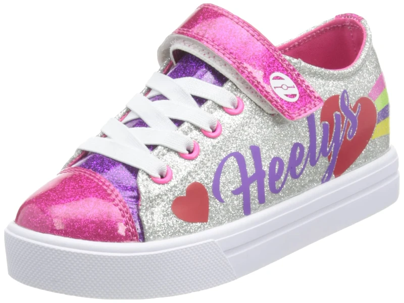 Heelys Boys Snazzy X6 Sneaker, Silver Rainbow Heart, 1 UK