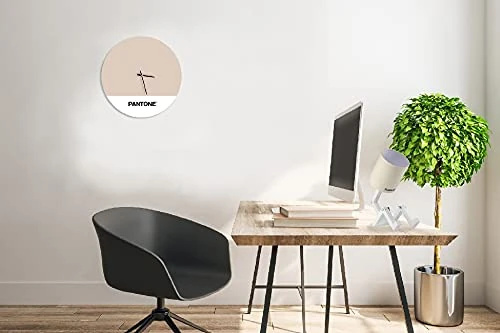 Homemania Tramonto Round Wall Clock for Living Room Kitchen Office Sand White Black Metal 40 x 0.15 x 40 cm, Dimension du Produit: L40xP0,15xA40 cm, 1,5 kg