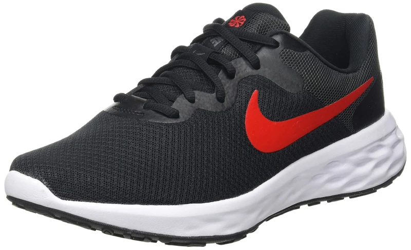 NIKE Men's Nike Revolution 6 Nn Sneaker, Black Univ Red Anthracite, 9 UK