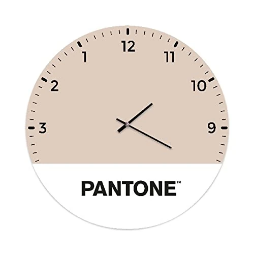 Homemania Side Down Round Wall Clock for Living Room, Kitchen, Office, Sand, White, Black, Metal, 40 x 0.15 x 40 cm, Dimension du Produit: L40xP0,15xA40 cm, 1,5 kg