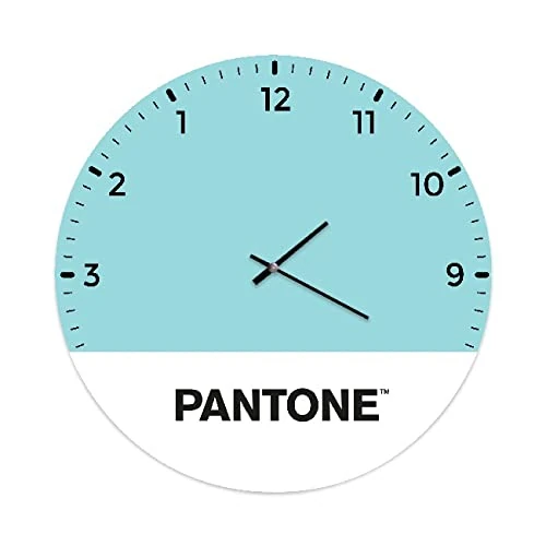 Homemania Side Down Round Wall Clock for Living Room, Kitchen, Office, Blue, White, Black, Metal, 40 x 0.15 x 40 cm, Dimension du Produit: L40xP0,15xA40 cm, 1,5 kg