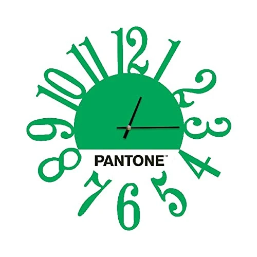 Homemania Round Wall Clock for Living Room Kitchen Office Green White Black Metal 40 x 0.15 x 40 cm, Dimension du Produit: L40xP0,15xA40 cm, 0,7 kg