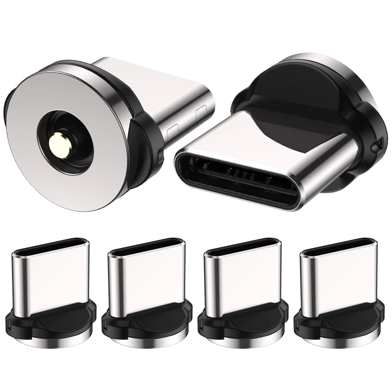 AUFU 1Pin USB C Magnetic Charging Cable Adapter [Pack of 6] Magnetic Charger Cable Head Dust Cover Connector for Charging Port Plug for Type C Micro