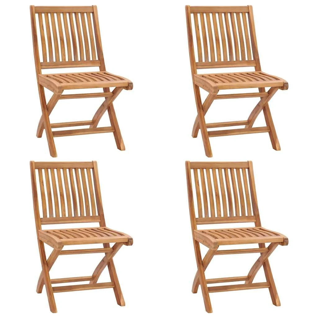 vidaXL Folding Garden Chairs Set of 4 Solid Teak Wood
