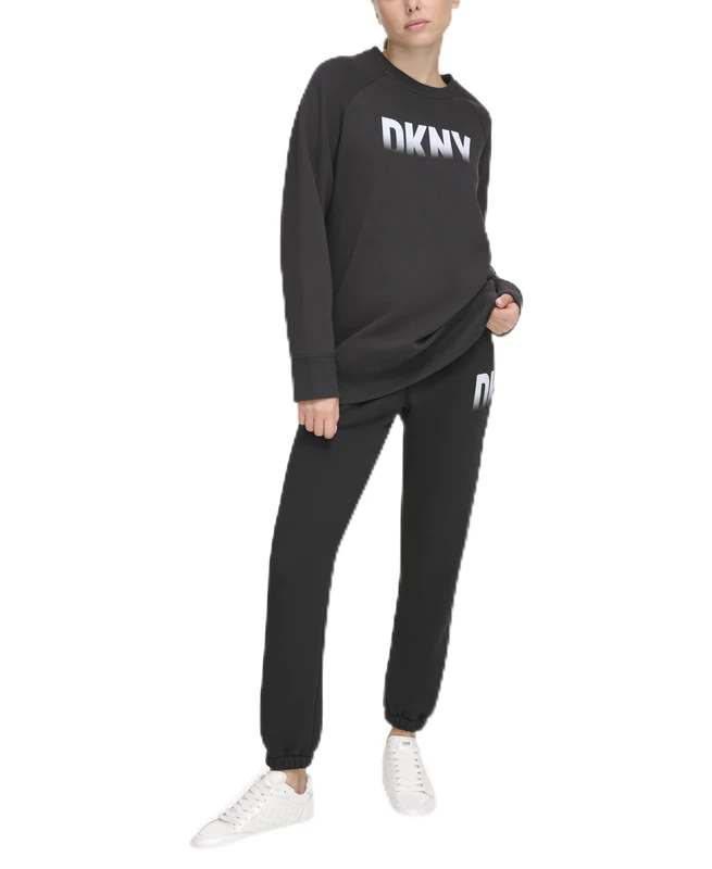 DKNY Women's Fade Away Logo Relax Trousers Sweatpants, black, L
