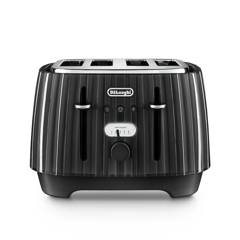 De'Longhi Ballerina Toaster, 4 Slot Toaster, Reheat, 5 Browning Settings, Defrost and Cancel Functions, Pull Crumb Tray, CTD4003.BK, 1800W, UK PLUG, Black