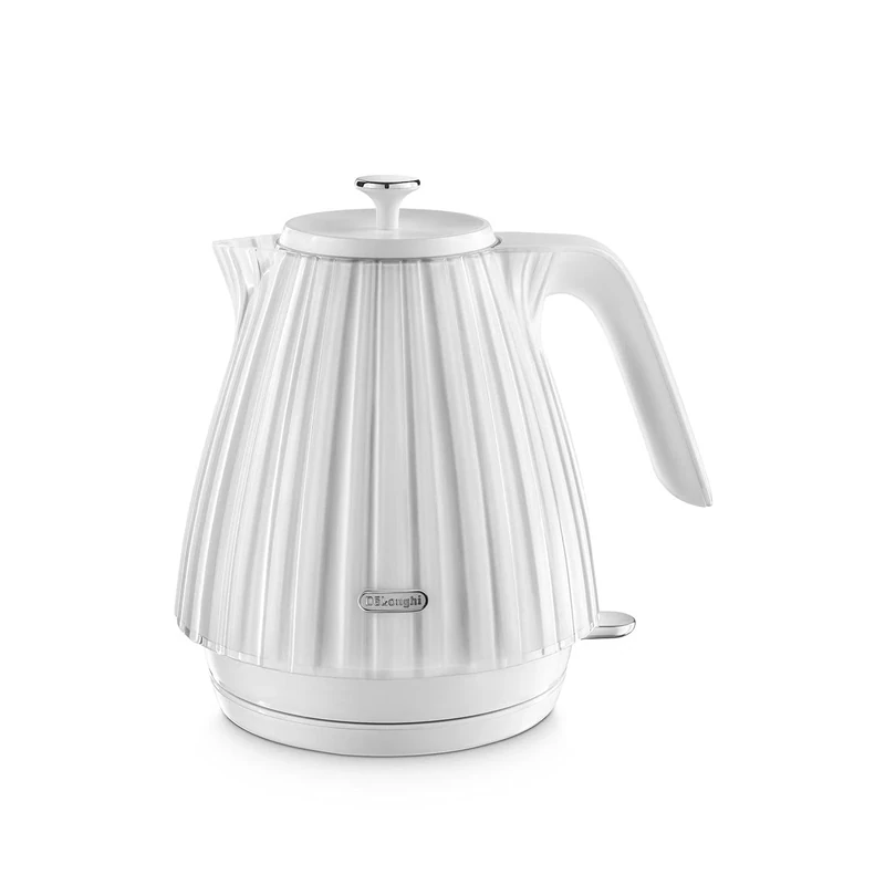 De'Longhi Ballerina Electric Kettle, 360° Swivel Base, Water Level Indicator, Cord Storage, KBD3001.W, 3000 W, UK PLUG, White