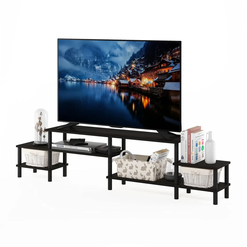 Furinno TURN-N-TUBE TV Stand, Grand Entertainment Center, TV Console for TV up to 55 Inch, for Living Room, Bedroom, Espresso