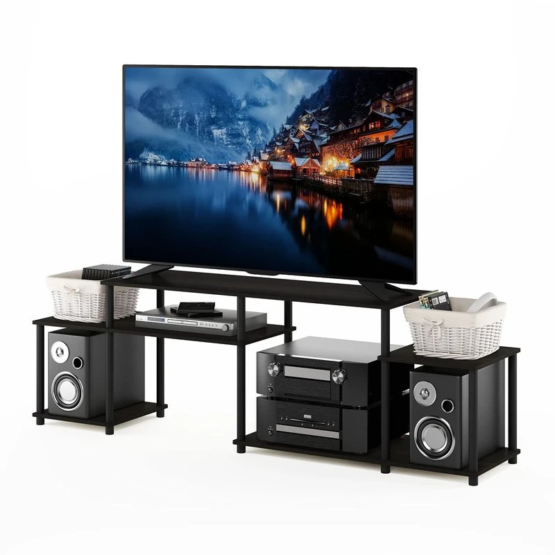 Furinno TURN-N-TUBE TV Stand, Handle Entertainment Center, TV Console for TV up to 55 Inch, for Living Room, Bedroom, Espresso