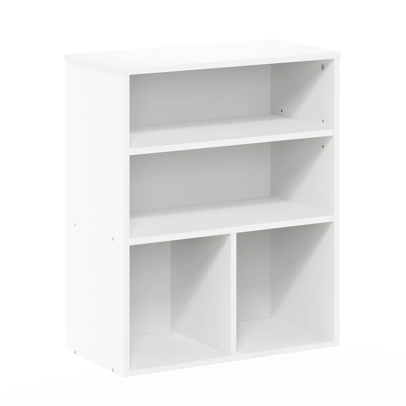 Furinno PASIR Book Shelf, 3-Tier Display Bookshelf, Bookcase, 11.8 x 23.6 x 28.1, for Living Room, Bedroom, Home Office, White