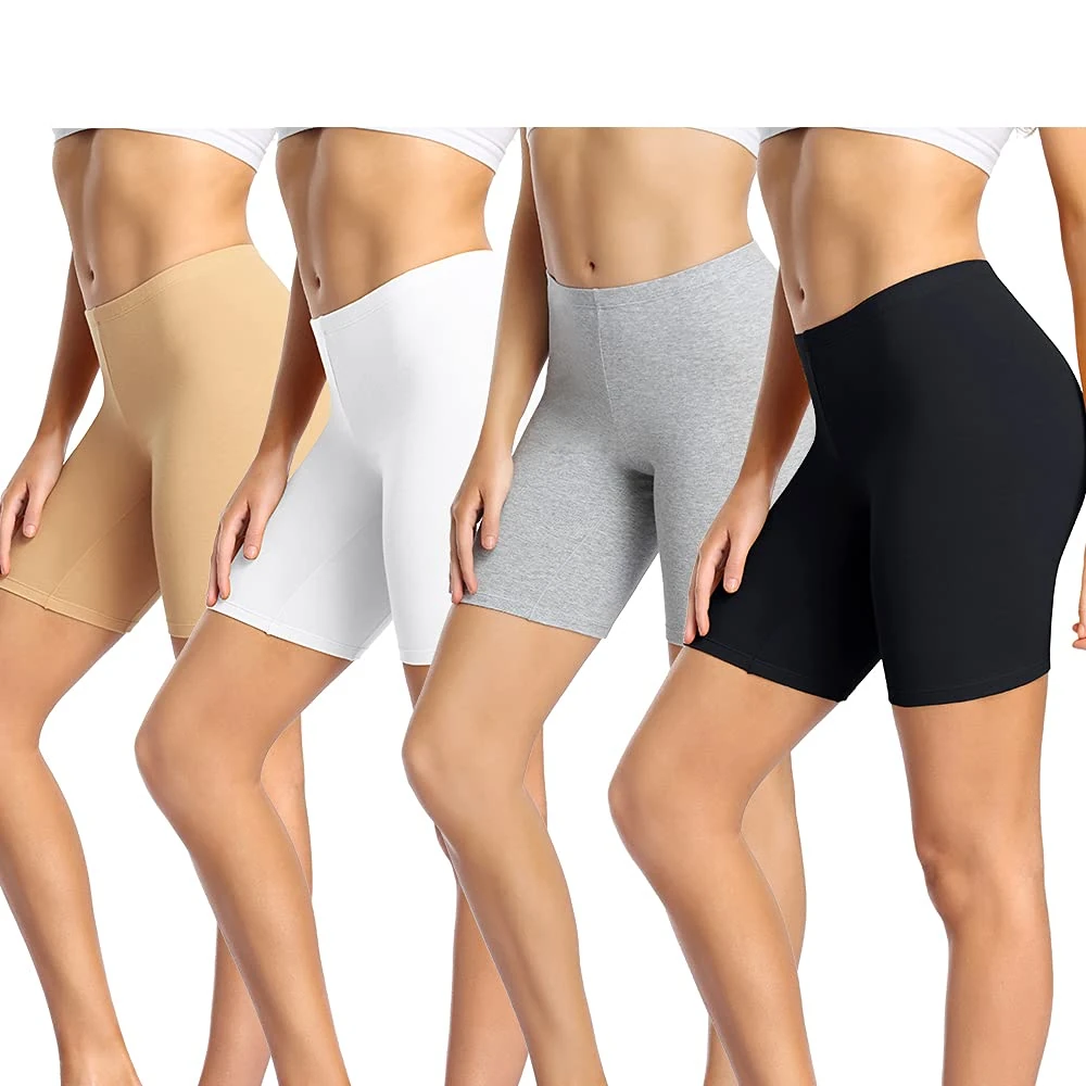 wirarpa Ladies Anti Chafing Shorts Womens Boxers Underwear Cotton Cycling Shorts Leggings for Under Dresses 4 Pack Black Grey Beige White Size 3XL