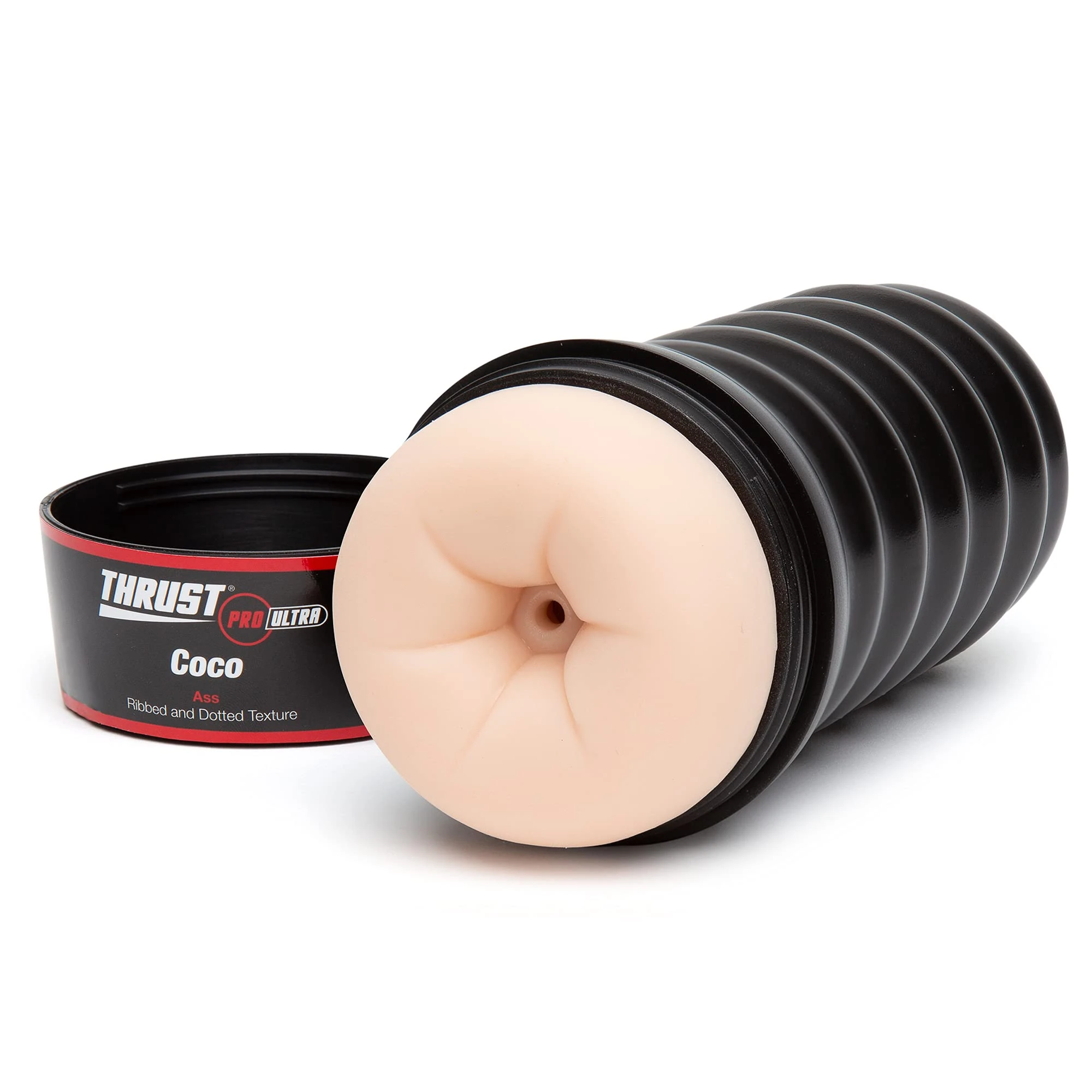 Lovehoney Thrust Pro Ultra Coco Ass Male Masturbator Cup - 5 Inch Tight Textured Anal Penetration with Adjustable Suction Control - Vibrator Compatible Male Sex Toy - Waterproof