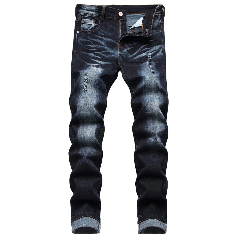 JUNBAOSS Men's Ripped Jeans Slim Fit Stretch Jeans for Men, B#Dark Blue, 38